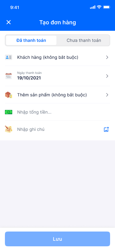Cách tạo đơn hàng