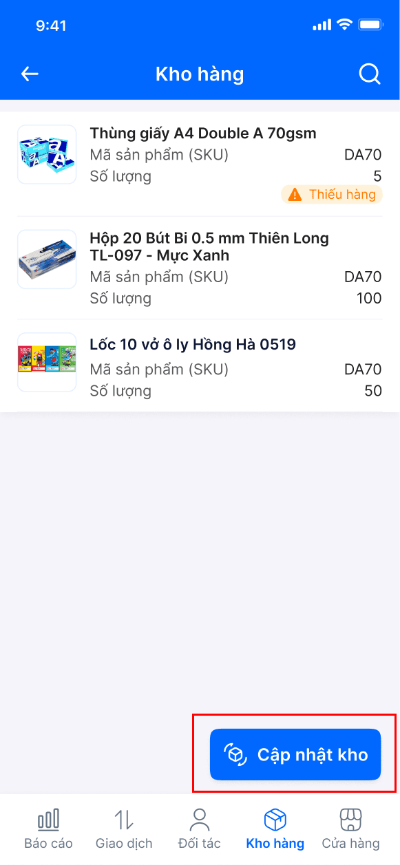 Cách thêm sản phẩm mới trong kho hàng