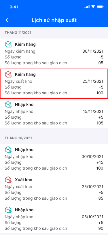 Cách kiểm tra lịch sử nhập xuất của từng sản phẩm