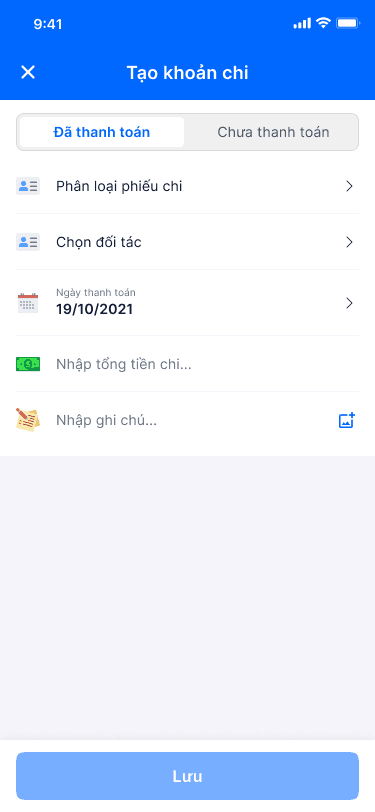 Cách tạo phiếu chi